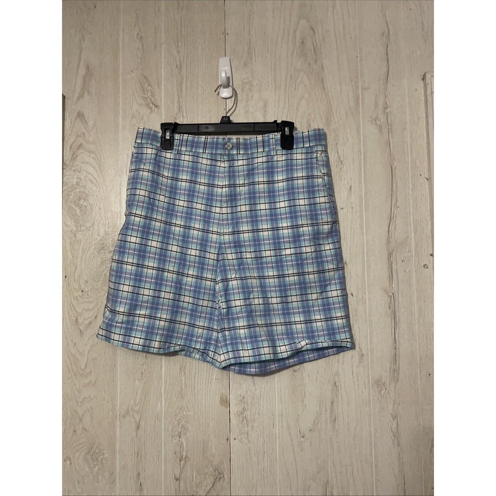 Oxford Golf Stretch Mens Shorts White‎ Size 34 Striped Blue